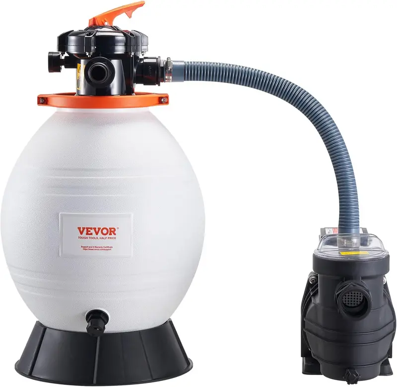 1 HP Sand Filter Pump System – 3500 L/min Flow Rate for Inground or Above-Ground Pools, 6-Position Valve & Filter Basket Included