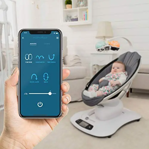 4moms mamaRoo 4 Baby Swing – Smart Bluetooth Rocker with Five Soothing Motion Patterns and Wireless Connectivity