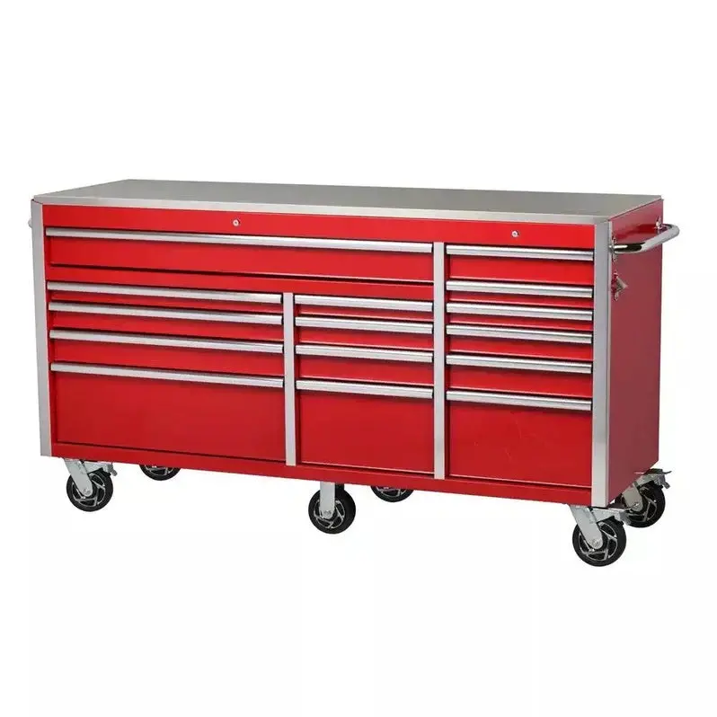 72-Inch Rolling Tool Chest – 15-Drawer Heavy-Duty Cabinet with Stainless Steel Top & Dual Locking Security