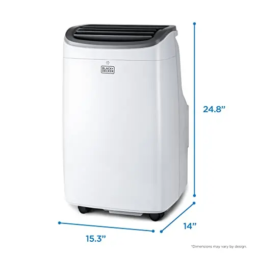 8,000 BTU Portable Air Conditioner – Compact Cooling for Up to 350 Sq Ft, Remote & Casters Included