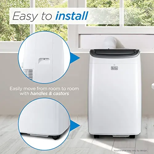8000 BTU Portable Air Conditioner – Efficient Cooling for Spaces Up to 350 Sq Ft, Includes Remote and Exhaust Hose