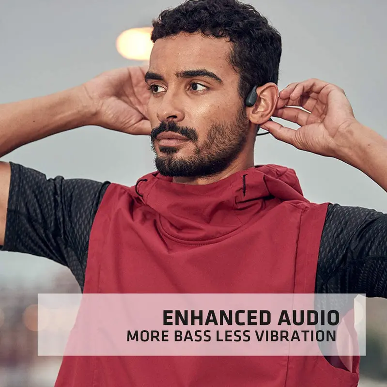 AfterShokz Aeropex Open-Ear Bone Conduction Headphones – Wireless Sport Headset in Cosmic Black