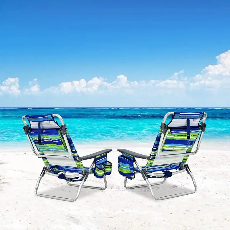 Backpack-Style Beach Chairs – 4-Pack with Insulated Cooler, Cup Holders, No Side Table 2