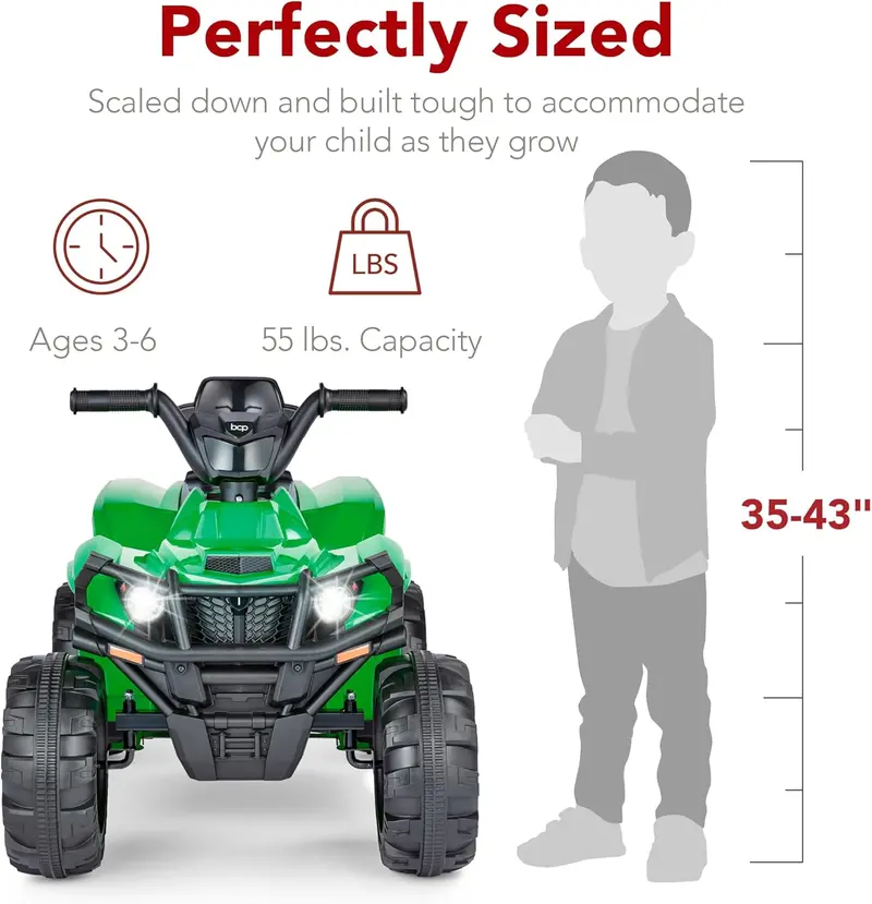 Best Choice Products 12V Kids Electric ATV Quad – Bluetooth Audio, LED Headlights, Treaded Tires & 2.4 mph Max Speed