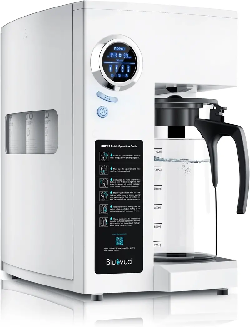 Bluevua RO100ROPOT-UV Countertop Reverse Osmosis System – 6-Stage Purification with UV Sanitization & Remineralization