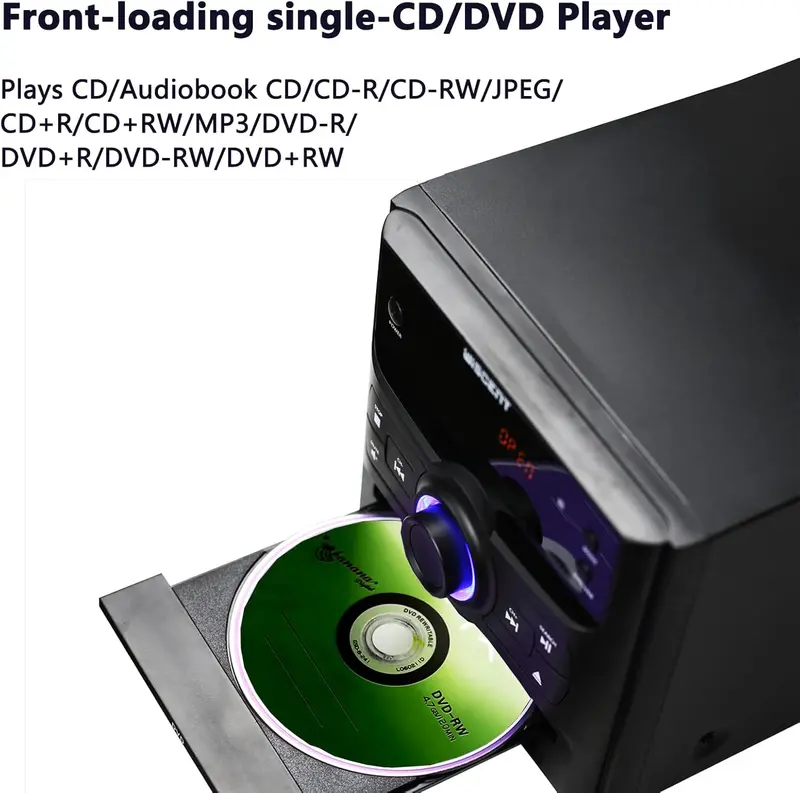 Compact Bluetooth Stereo System – CD/FM/USB/Aux Playback, 30W Output & Wireless Audio Streaming Capability