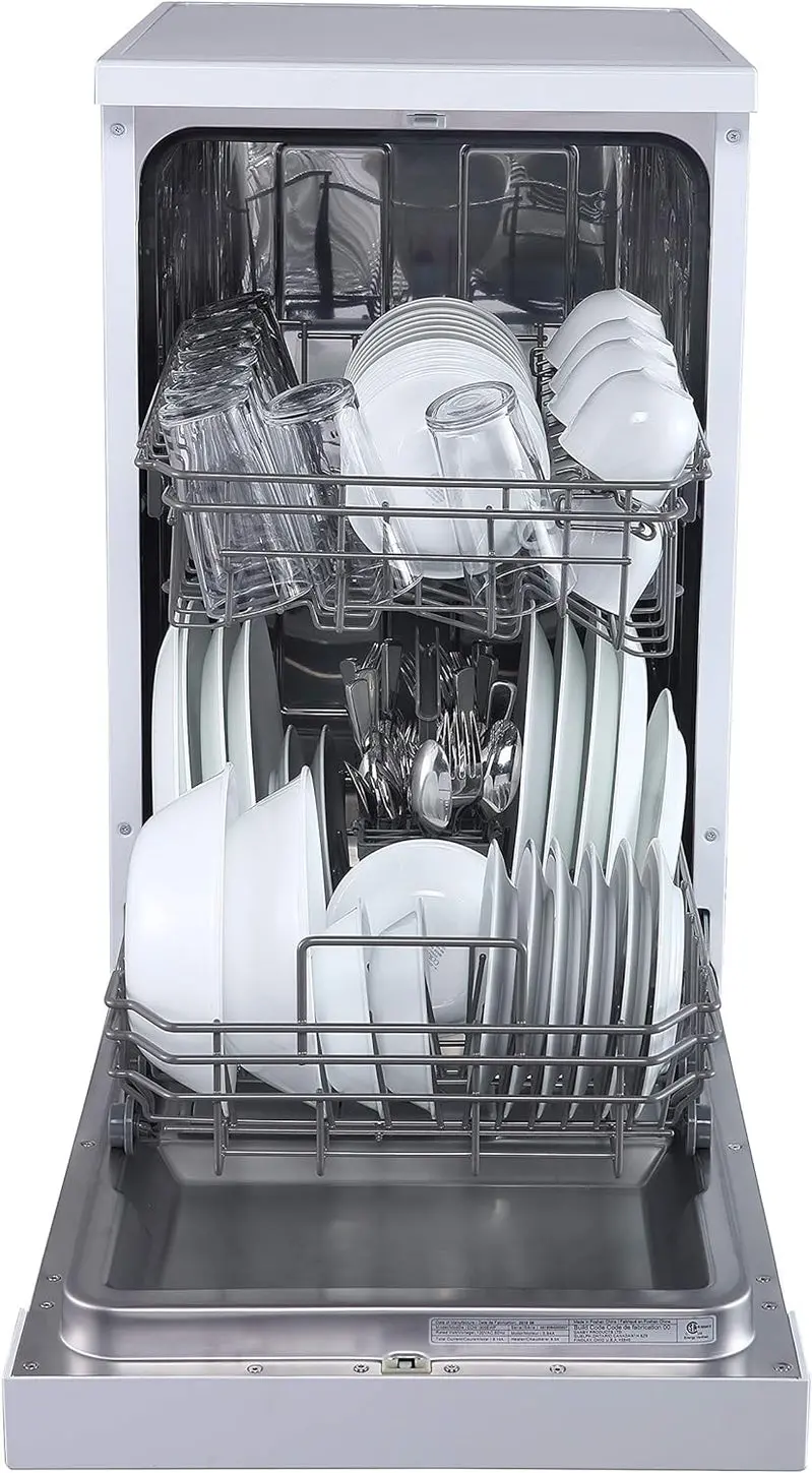 Compact Countertop Dishwasher – 18-Inch White Portable Unit, 8-Place Setting Capacity