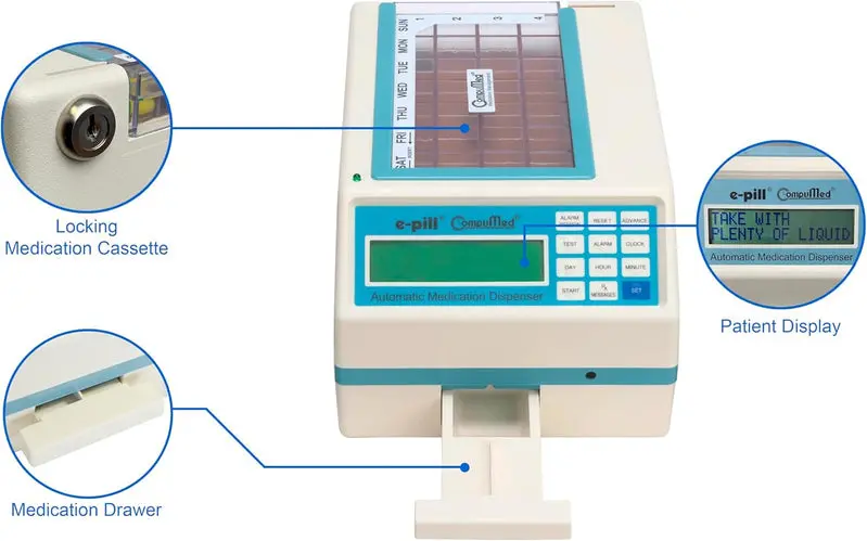 CompuMed Tamper-Resistant Automatic Pill Dispenser – AC-Powered Medication Management System