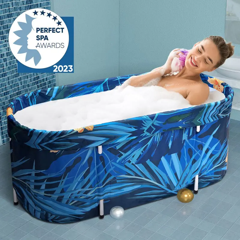 De-Stress Portable Folding Soaking Tub – Large Adult Bathtub for Home Relaxation (2023 Edition)