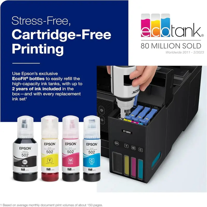 Epson EcoTank ET-4800 Home Office All-in-One – Cartridge-Free Printing, Scanning, Copying, and Faxing with Wi-Fi & ADF