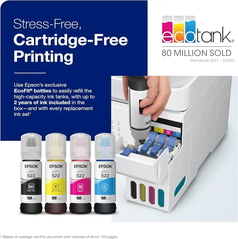 Epson EcoTank ET-4800 Wireless All-in-One Printer — Cartridge-Free Ink System, ADF, Fax & Ethernet