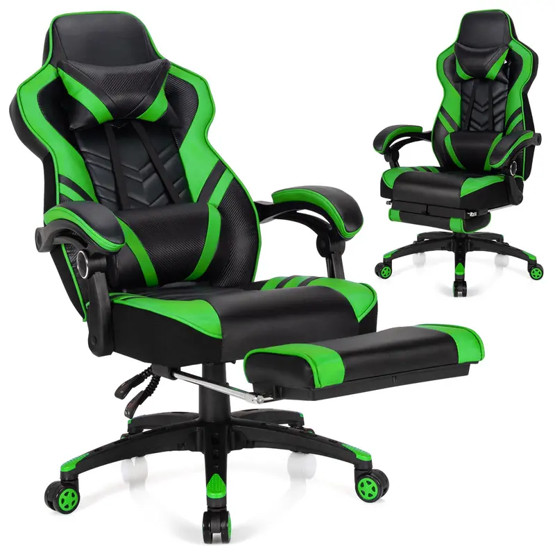 Ergonomic Gaming Chair with Integrated Footrest and Adjustable Lumbar Support 2