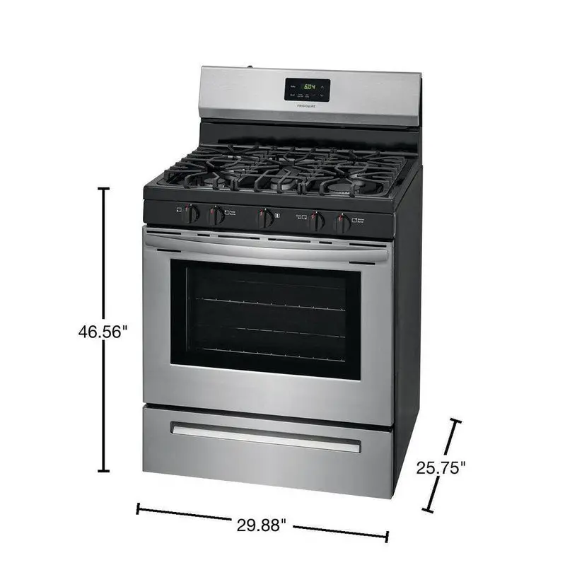 Frigidaire 30" Freestanding Gas Range – Stainless Steel, 5-Burner Cooktop, FCRG3052AS