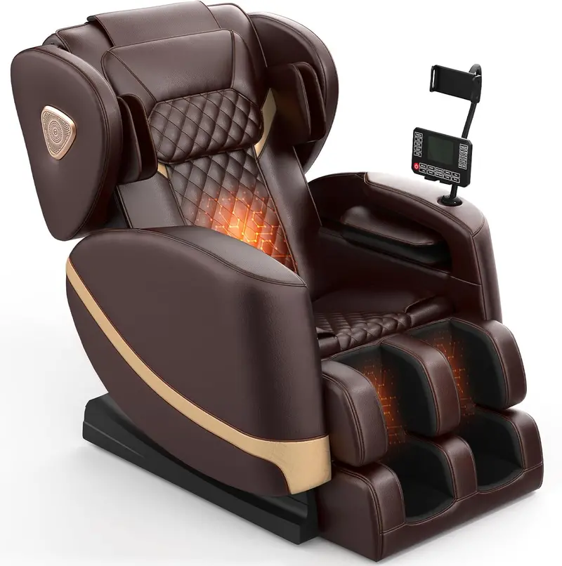 Full-Body Zero Gravity Massage Chair Featuring 10-Point Roller System, Heat Therapy, Bluetooth Audio, and Touchscreen Control