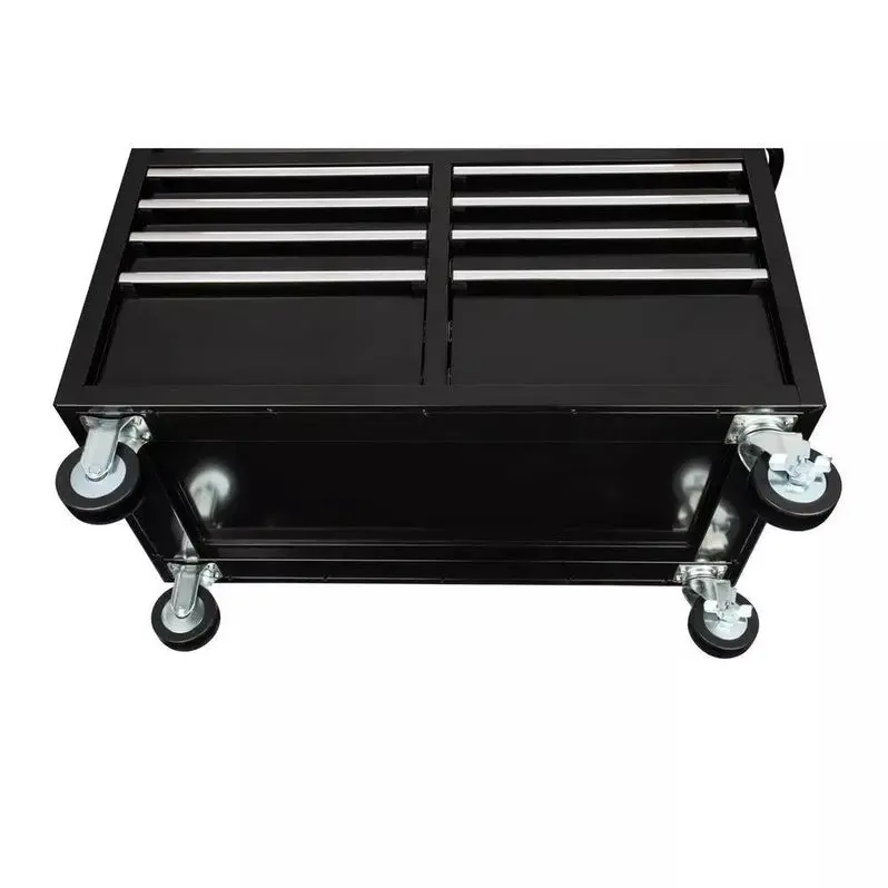 Gloss Black 9-Drawer Mobile Tool Chest – 46" Wide × 24" Deep Workbench with Casters