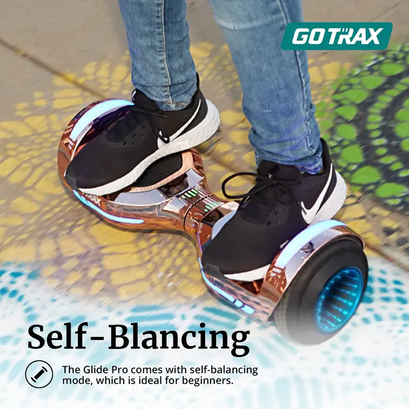 GOTRAX GLIDE PRO Bluetooth Hoverboard – Self-Balancing Scooter with 6.5-Inch Wheels, RGB LED Lighting & Weight Capacity 44–176 lbs