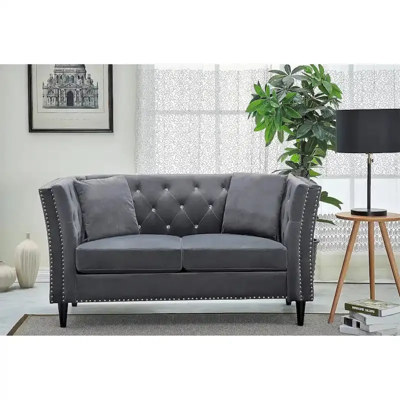 Gracewood Sukikim Velvet Loveseat – Compact Two-Seat Sofa with Textured Modern Upholstery