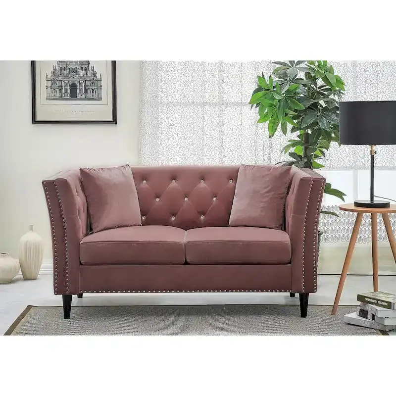 Gracewood Sukikim Velvet Loveseat – Compact Two-Seat Sofa with Textured Modern Upholstery