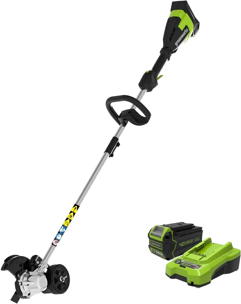 Greenworks 40V Brushless 8-Inch Cordless Edger — Lightweight, Quiet Operation, Includes 4.0Ah Battery and Fast Charger