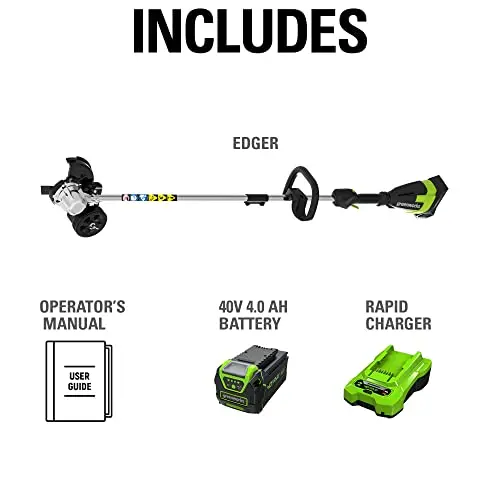 Greenworks 40V Brushless 8-Inch Cordless Edger — Lightweight, Quiet Operation, Includes 4.0Ah Battery and Fast Charger