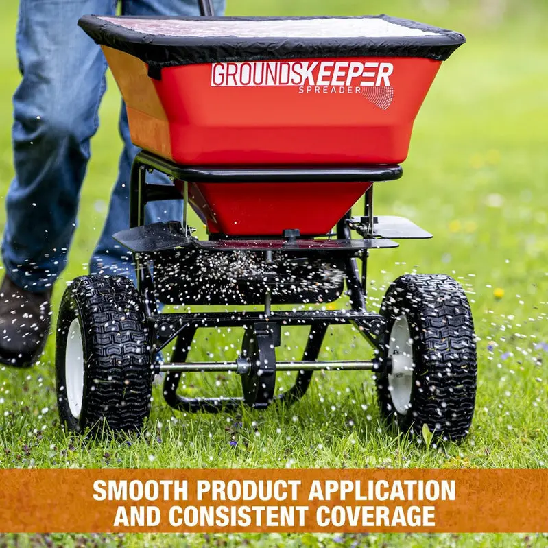 Grounds Keeper 3039632R Walk-Behind Spreader – 100-Lb Hopper for Seed, Salt, Fertilizer, and De-Icer