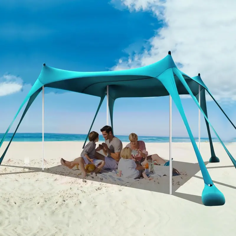 Heavy-Duty 10' x 10' Beach Canopy Tent – UPF50+ Sun Shelter with Sandbags, Reinforced Stability Poles & Corrosion-Resistant Frame (Blue) 2
