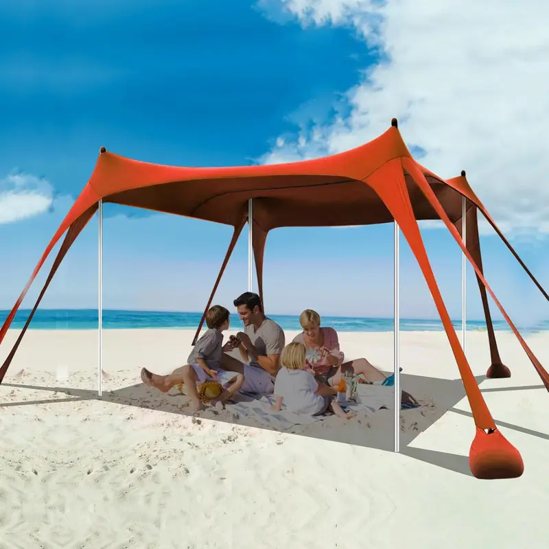 Heavy-Duty 10' x 10' Beach Canopy Tent – UPF50+ Sun Shelter with Sandbags, Reinforced Stability Poles & Corrosion-Resistant Frame (Blue)