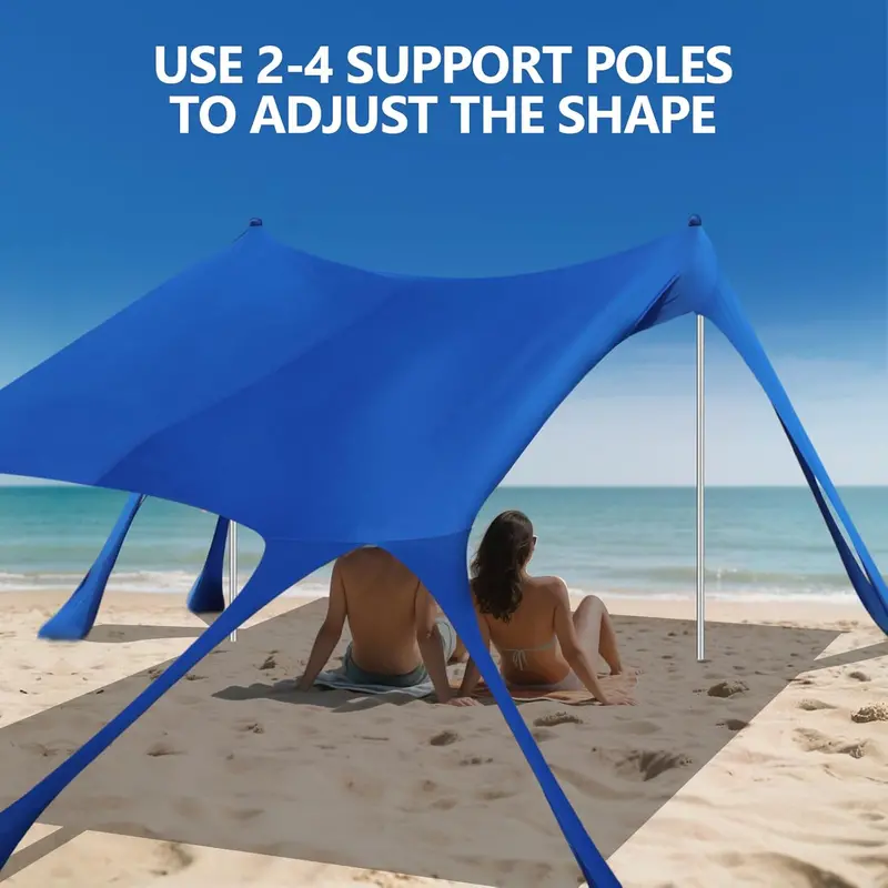 Heavy-Duty 10' x 10' Beach Canopy Tent – UPF50+ Sun Shelter with Sandbags, Reinforced Stability Poles & Corrosion-Resistant Frame (Blue)