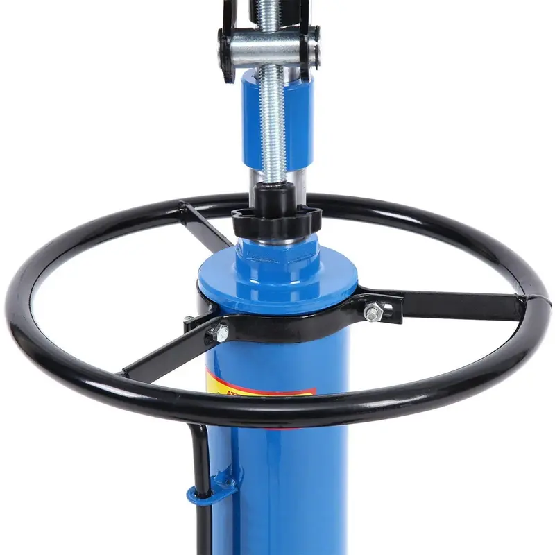 Heavy-Duty 1660-Lb Vertical Hydraulic Transmission Jack with 360° Swivel Pedal and Adjustable Height Range (33"–70") – Blue