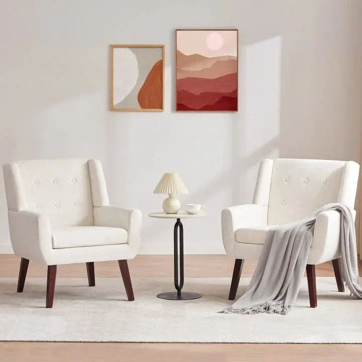 HUIMO Contemporary Tufted Accent Chair Pair – Two-Seat Modern Upholstered Set