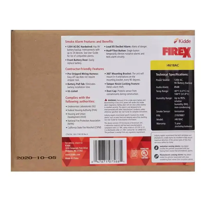 i4618 Interconnected Smoke Alarm Quad Pack – AC-Powered Ionization Detectors with Battery Backup