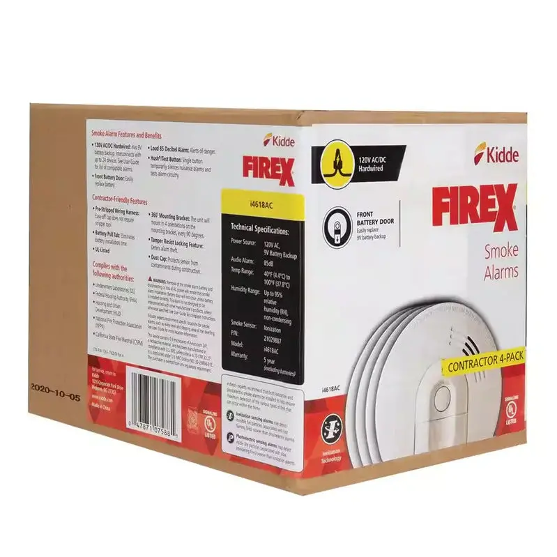 i4618 Interconnected Smoke Alarm Quad Pack – AC-Powered Ionization Detectors with Battery Backup