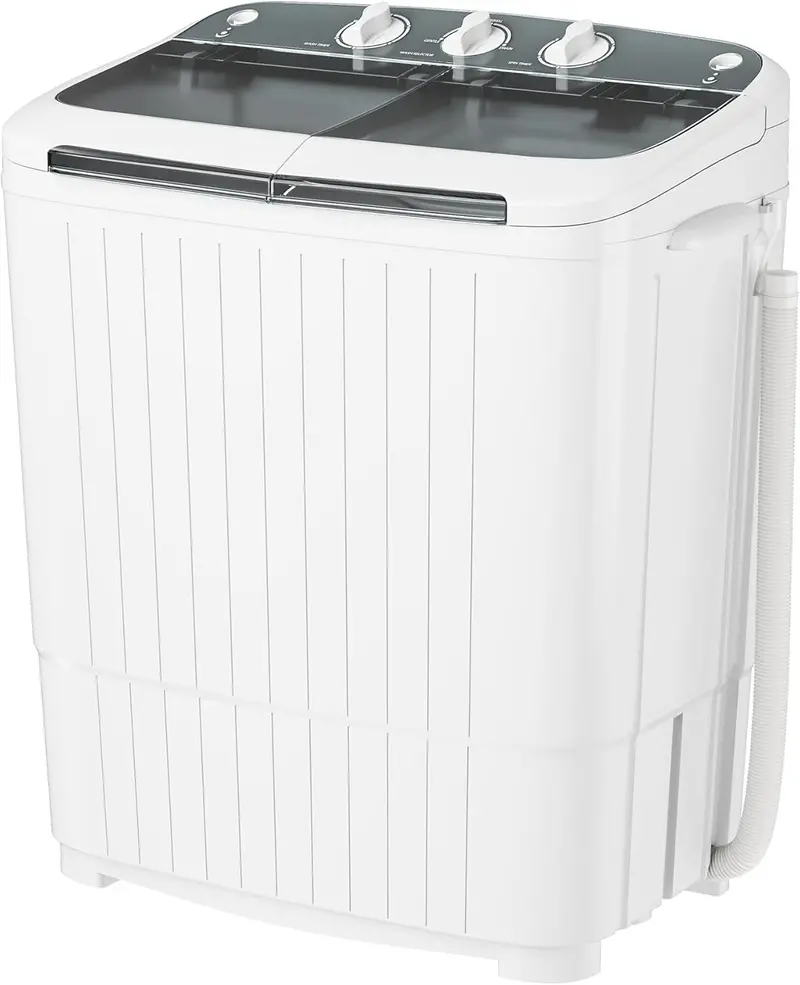 INTERGREAT 16-Lb Semi-Automatic Twin-Tub Washer – Portable Laundry Solution with Extended Drain Hose, Built-In Pump & Vibrant Blue Finish