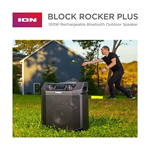 ION Audio Block Rocker Plus: 100W Bluetooth Speaker with Karaoke Mic, AM/FM Radio, Wheels, and USB Charging 2