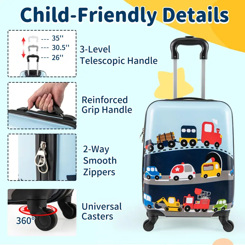 Kids’ Two-Piece Luggage Set – Child-Sized Spinner Suitcases with Smooth-Rolling Wheels (Dark Blue)