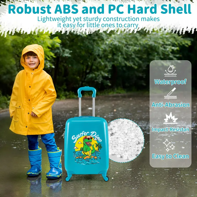 Lightweight Blue Rolling Luggage Set for Children with 360° Smooth-Spinning Wheels