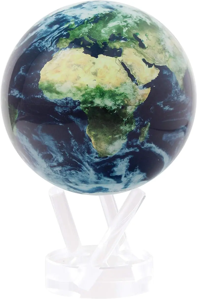 MOVA Light-Powered 4.5-Inch Rotating Globe — Self-Sustaining Earth Display with Cloud-Finish Surface