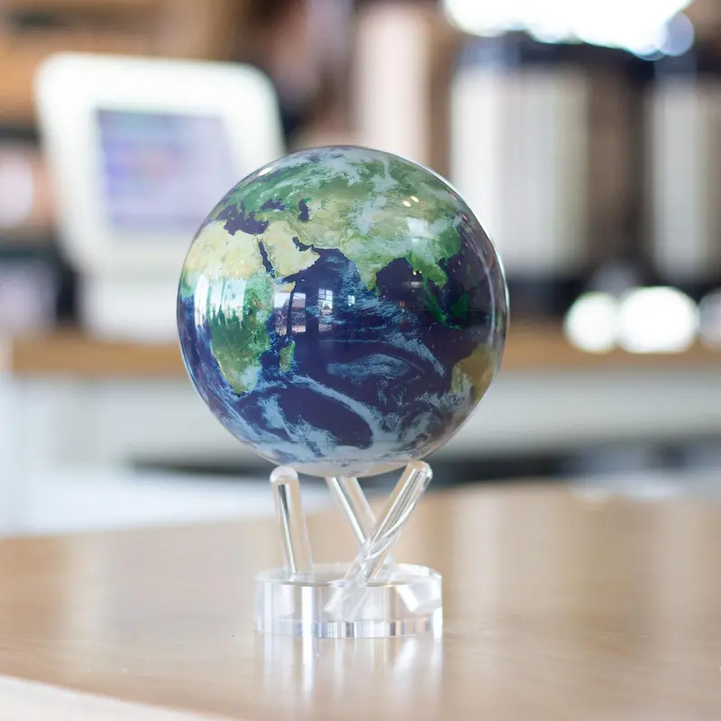 MOVA Light-Powered 4.5-Inch Rotating Globe — Self-Sustaining Earth Display with Cloud-Finish Surface