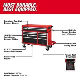 MW Professional 46" Tool Storage System – 18-Drawer Steel Chest & Cabinet Bundle (48-22-8546)