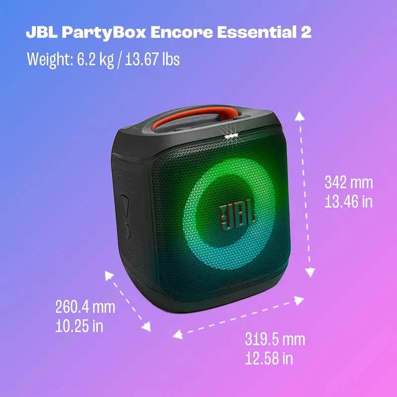 PartyBox Encore Essential 2 Portable Bluetooth Speaker — 15-Hour Playtime & IPX4 Water Resistance