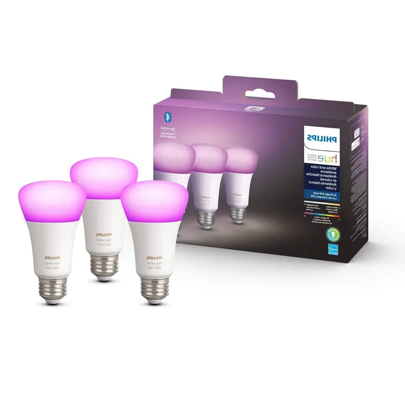 Philips Hue A19 Smart Bulbs – White & Color Ambiance, Bluetooth-Enabled 3-Pack