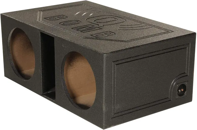 QPower QBOMB12VL Dual 12" Vented Subwoofer Enclosure — Reinforced MDF Cabinet with Rhino Liner Finish