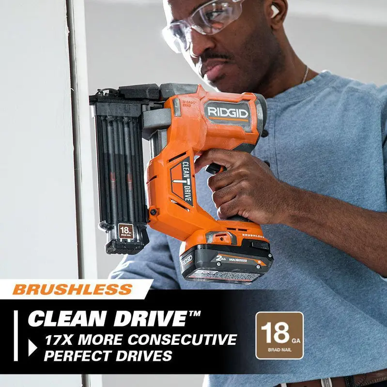 RIDGID 18V Cordless Brad and Finish Nailer Combo Kit – Brushless System