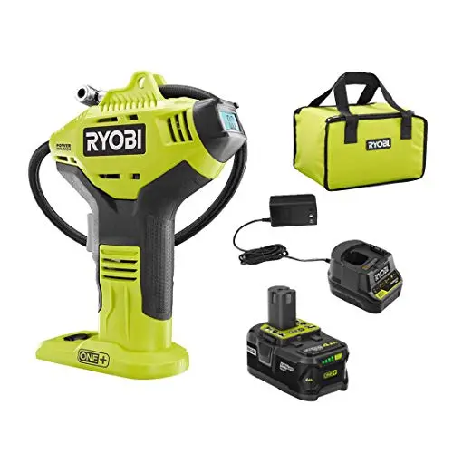 RYOBI ONE+ 18V Cordless Air Inflator — Digital Pressure Readout, Compact Tire Inflation Tool Powered by Lithium-Ion Battery