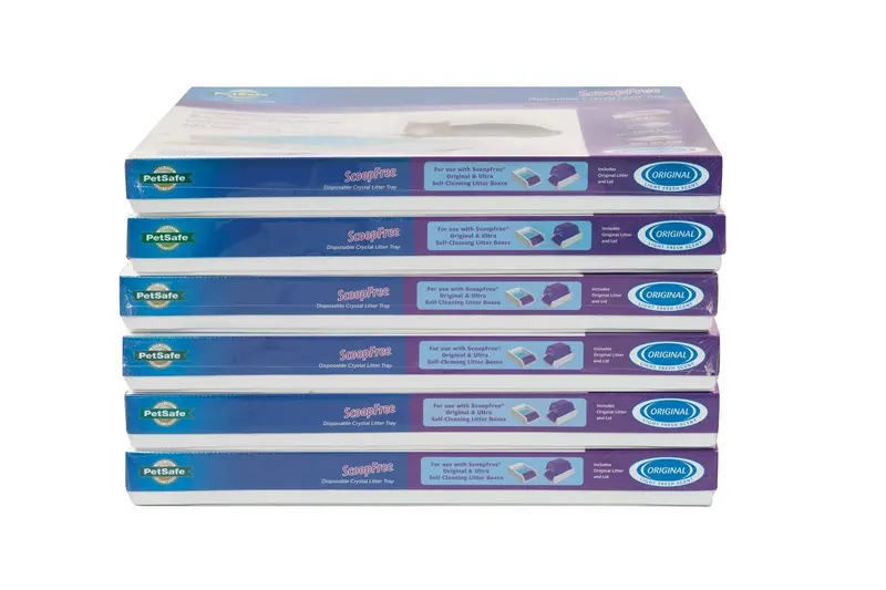ScoopFree Blue Crystal Litter Tray Refills – 6-Pack Disposable Trays with Leak-Proof Liners and Low-Dust Formula 2