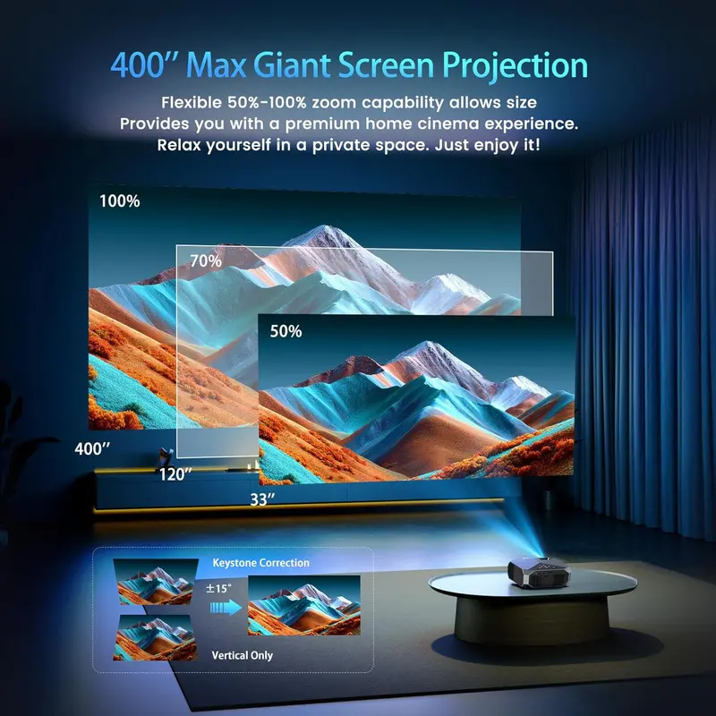 Smart 4K Projector with Netflix Integration – 5G WiFi 6, Bluetooth 5.3, High-Lumen Output