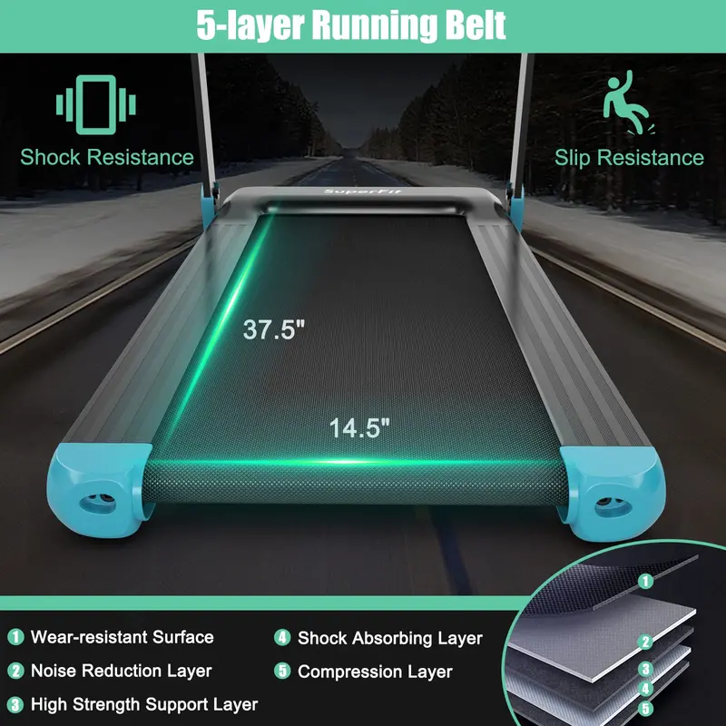 Smart Compact Folding Treadmill – Superfit Bluetooth-Enabled Model with Speaker and Mobile App Integration