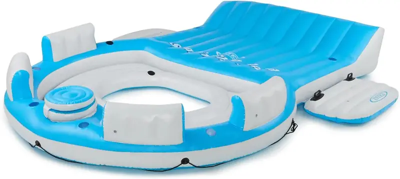 Splash N Chill Inflatable Floating Island Lounger – 110" Pool and Lake Raft Supporting Up to 7 Adults (Blue/White) 2
