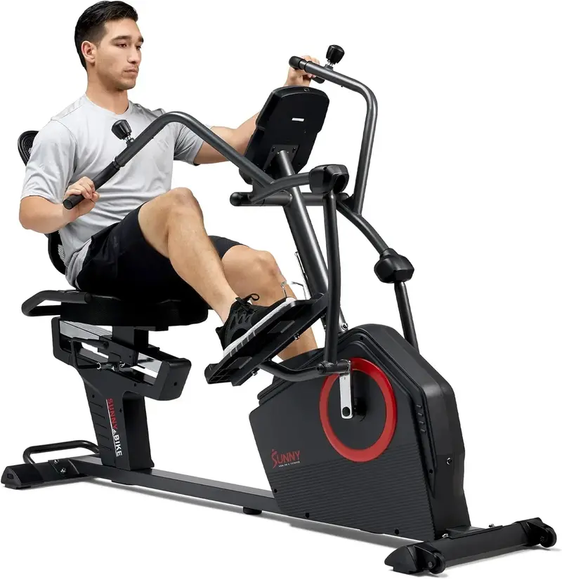 Sunny Health & Fitness Recumbent Elliptical – Cross Trainer with Arm Exercisers and SunnyFit App Integration