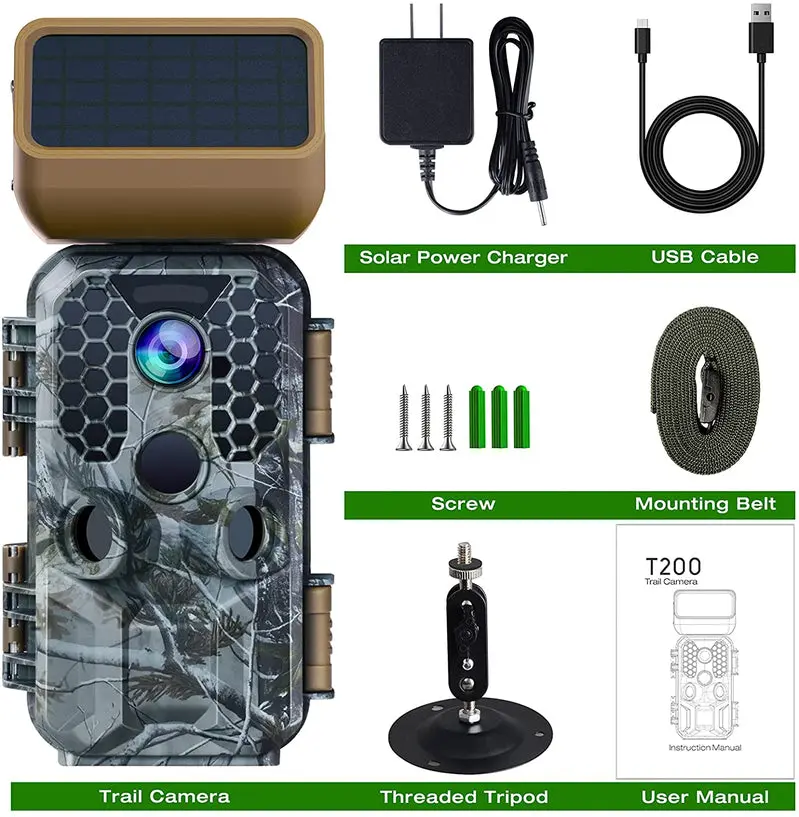 T200 Solar Trail Camera – 4K Video & 30MP Imaging with WiFi and Bluetooth Connectivity 2